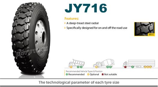Lốp siêu tải, chống cắt/nổ Jinyu con voi JY716G